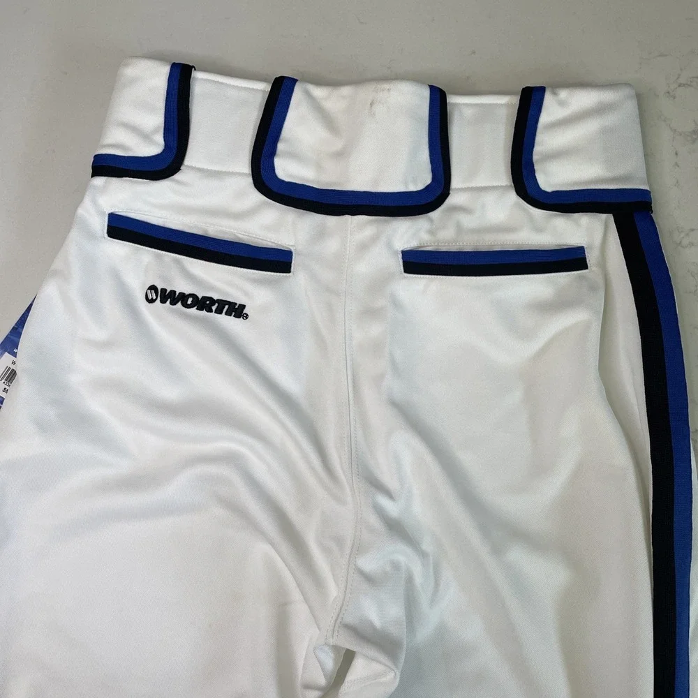 Worth Mens White Royal Blue Black Baseball Softball Pants WTP-W/R/B-88 Small NWT